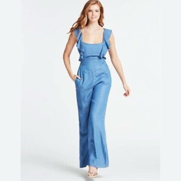GUESS Combination Glad Jumsuit Size small Stylish Blue Backless Jumpsuit - Picture 10 of 10